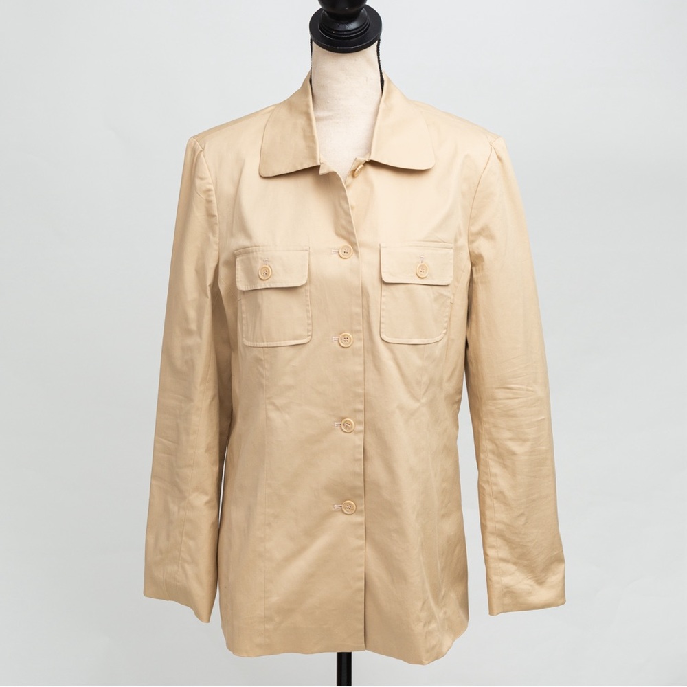 John Paul Richard neutral light tan shacket shirt jacket minimalist classic 10